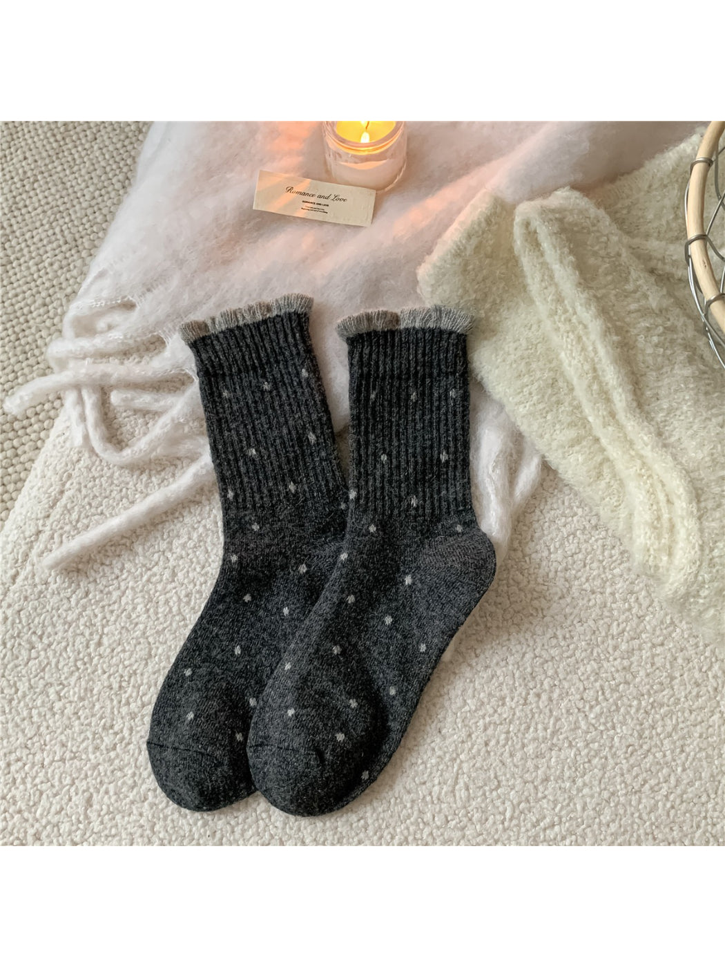 Rufia – Cozy Rolled Cuff Knit Socks