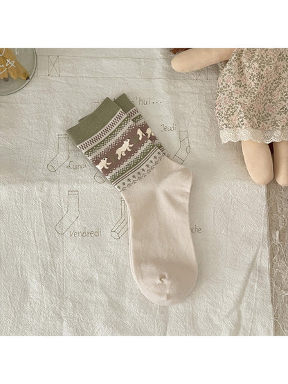 Rufia - Animal Pattern Cute Pattern Mid-Calf Socks