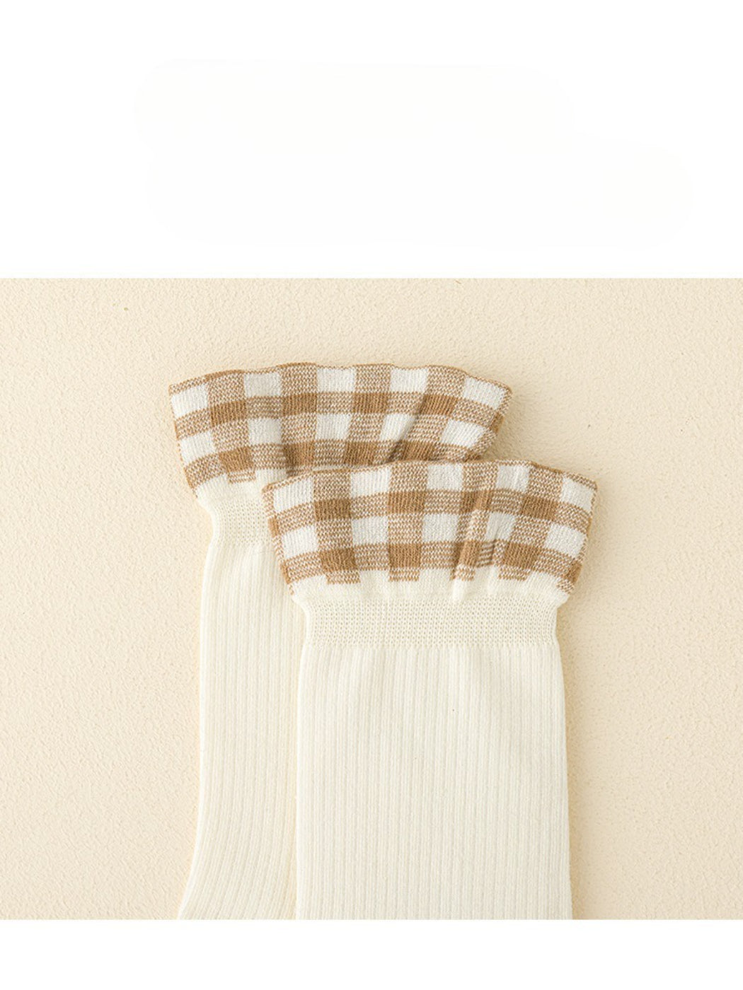 Rufia - Soft Ribbed Check Cuff Socks