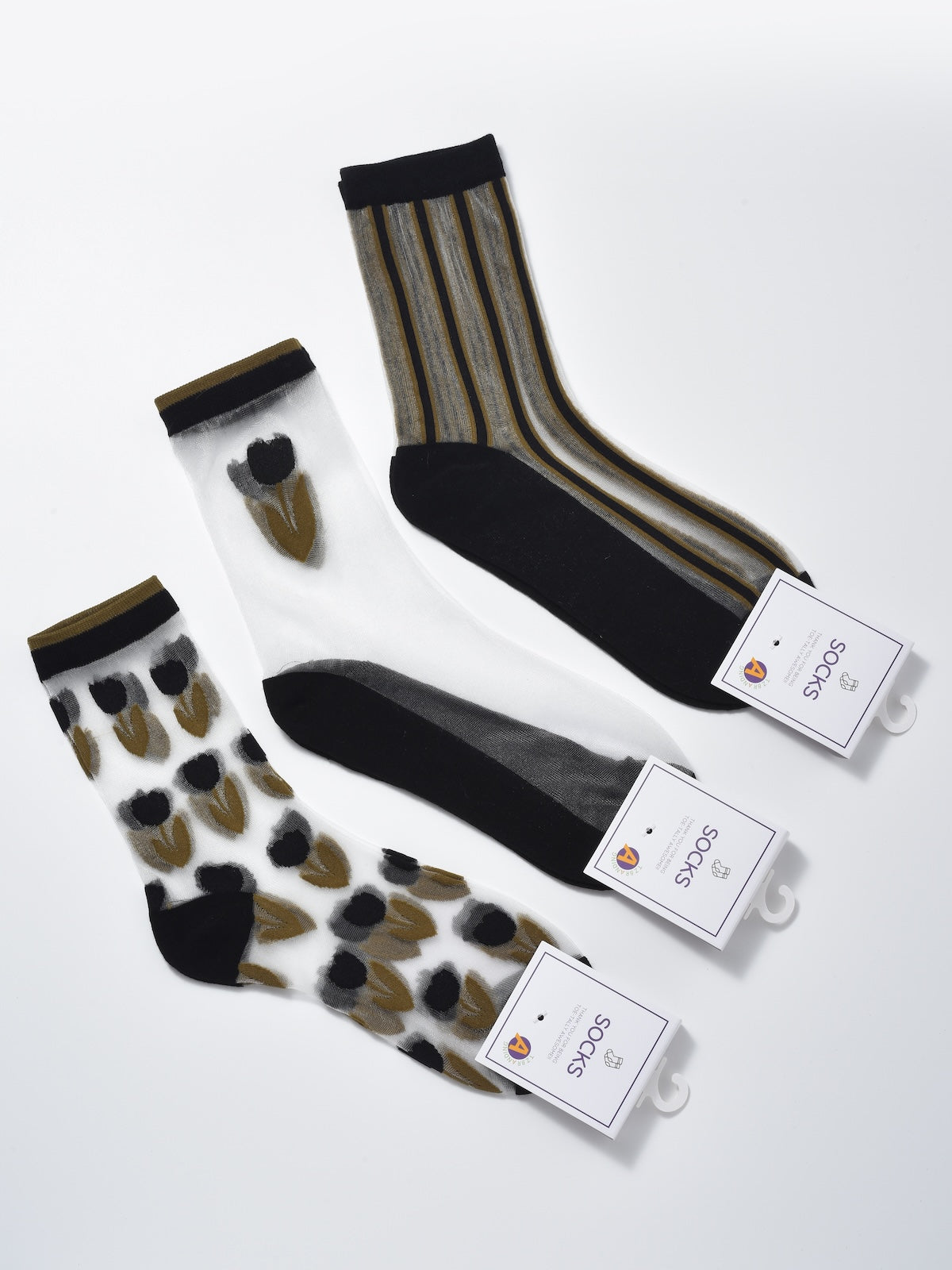 Rufia - Abstract Floral Sheer Crew Socks product image 1