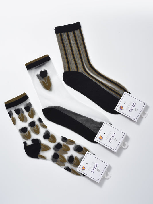 Rufia - Abstract Floral Sheer Crew Socks product image 1