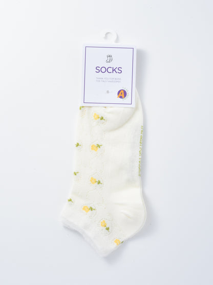 Rufia - Soft Floral Pattern Lightweight Crew Socks