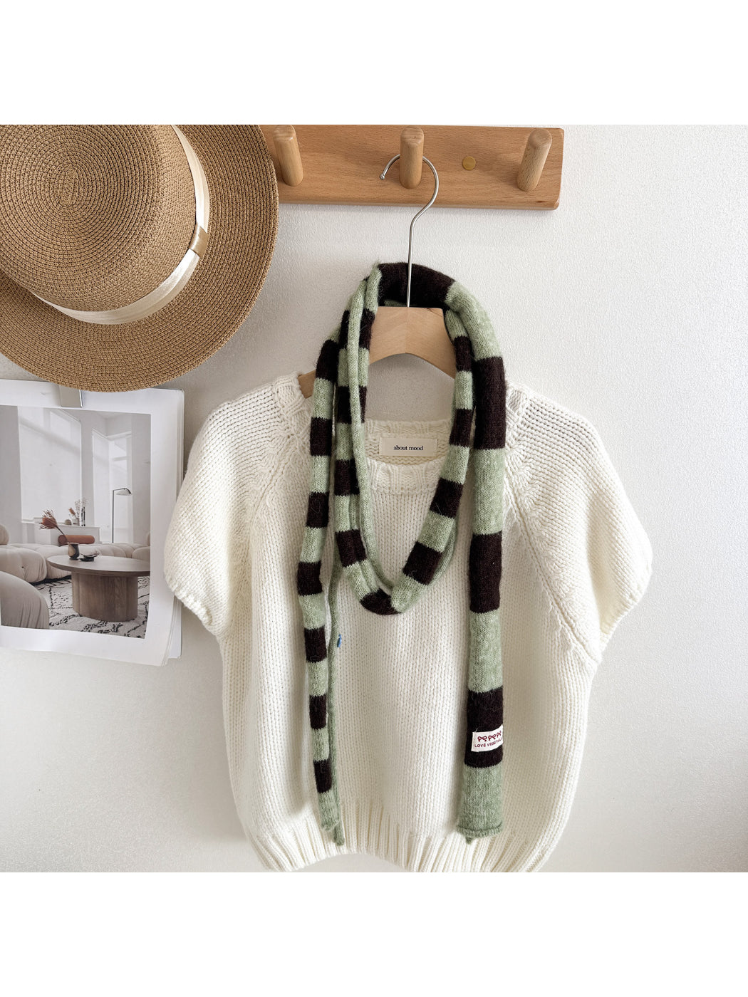 Scarvii - Soft Striped Knit Narrow Scarf