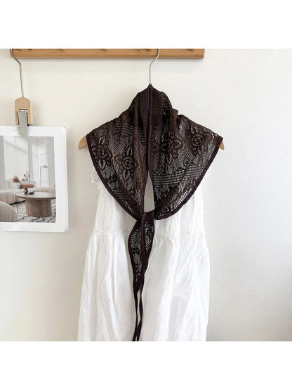 Scarvii - Floral Openwork Triangle Scarf