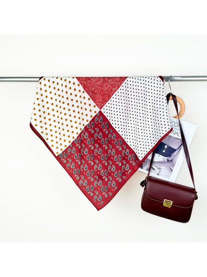Scarvii - Paisley and Polka Dots Patchwork Square Scarf