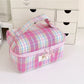 Cosbai - Handheld Plaid Toiletry Organizer Pouch Bag