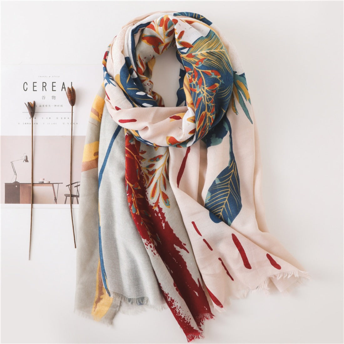 Scarvii - Floral Plant Pattern Summer Scarf