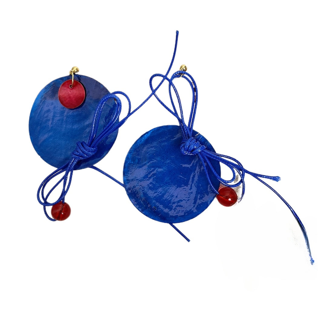 Earwish - Bold Klein Blue & Red Earrings - Eye-Catching