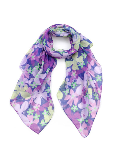 Scarvii - Purple Butterfly Print Women’s Scarf