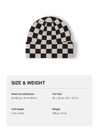 Haila - Checkerboard Cuffed Knit Beanie