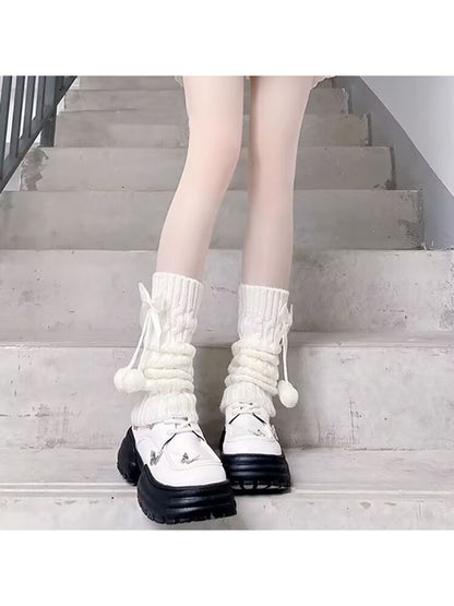 Cozyra - Bow Accent Knit Leg Warmers