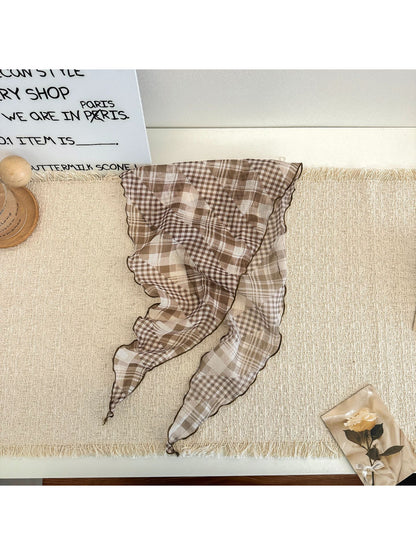 Scarvii - Plaid Ruffle Edge Triangle Scarf