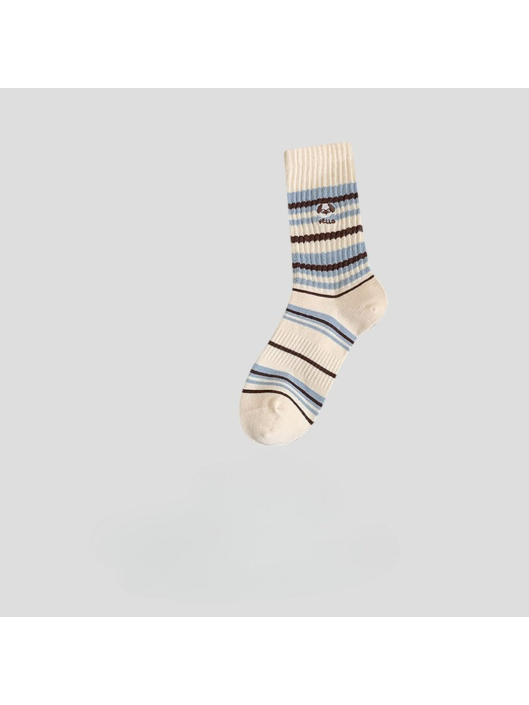Rufia - Dog Stripe Rib Knit Crew Socks