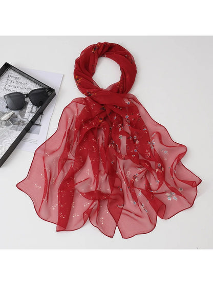 Scarvii - Sheer Floral Long Scarf