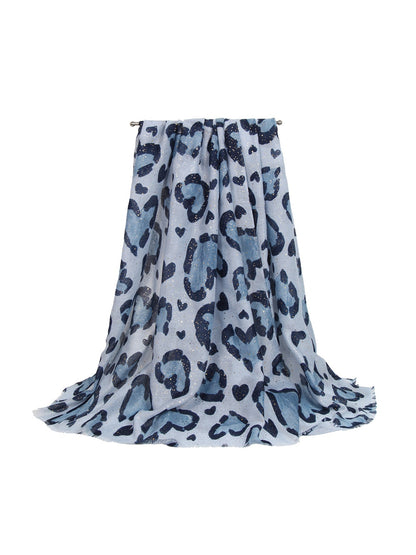 Scarvii - Heart Leopard Pattern Long Fashion Scarf