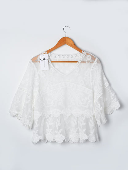 Crosa - Floral Bell Sleeve Pullover