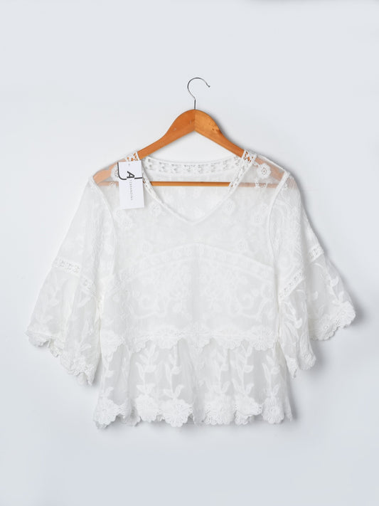 Crosa - Floral Bell Sleeve Pullover