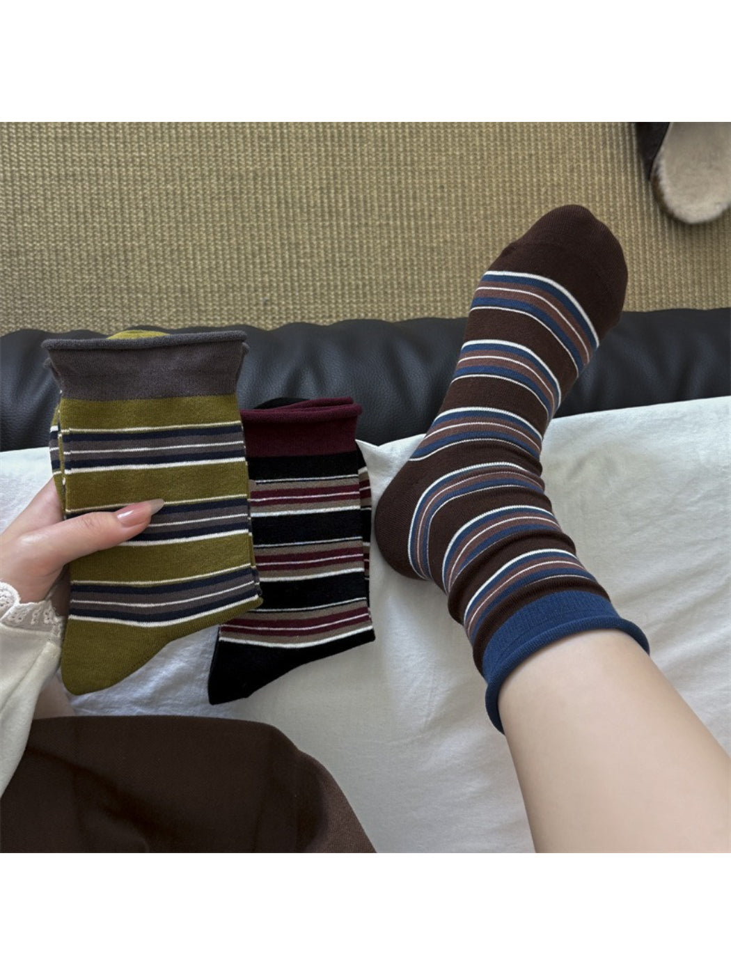 Rufia - Retro Multi Stripe Everyday Crew Socks product image 3