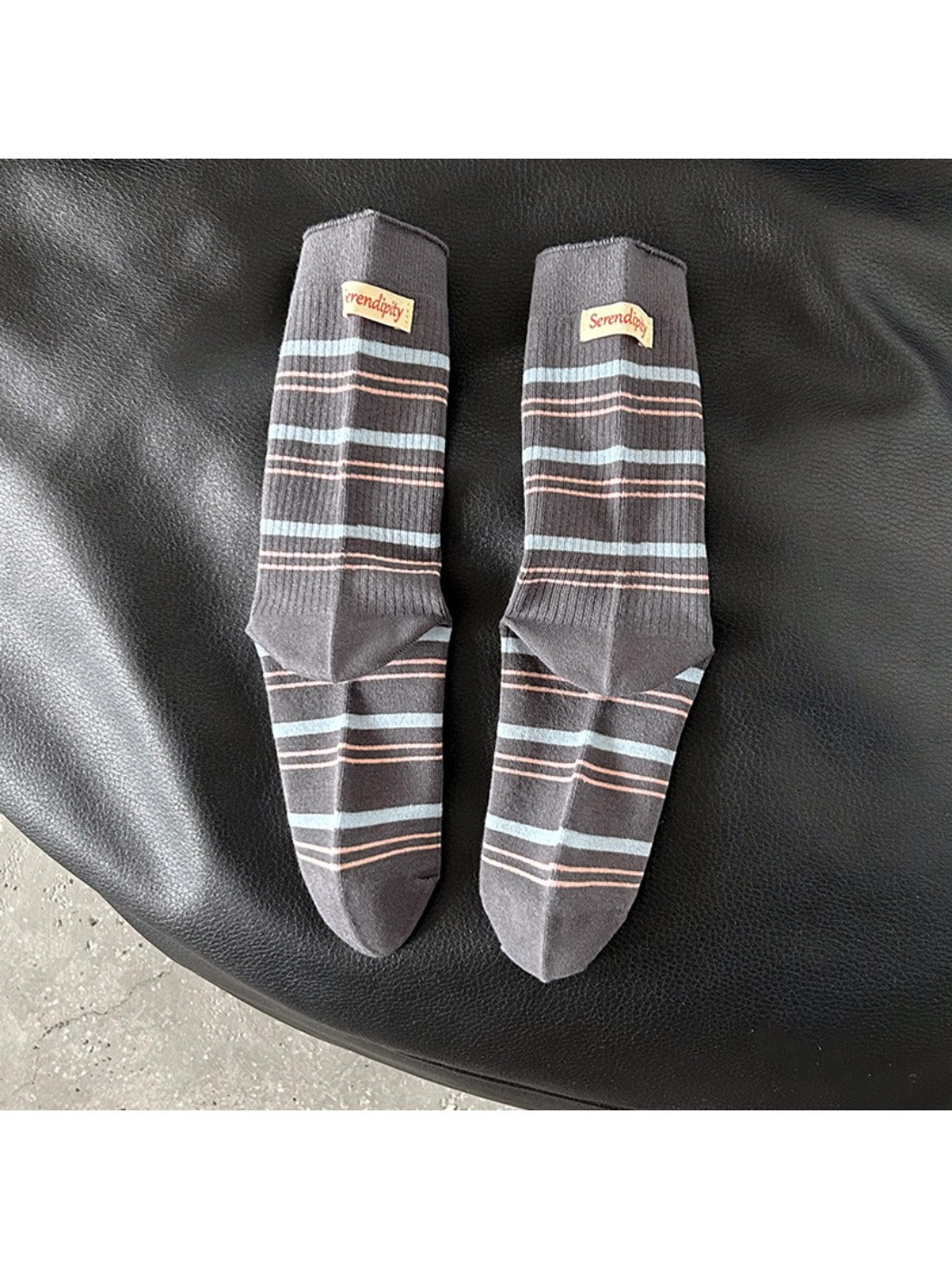 Rufia - Retro Stripe Letter Mid-Calf Socks