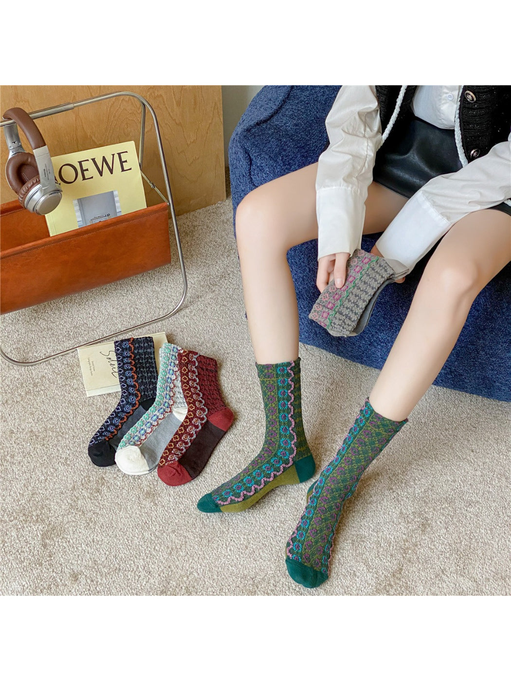Rufia - Folk Pattern Crew Socks