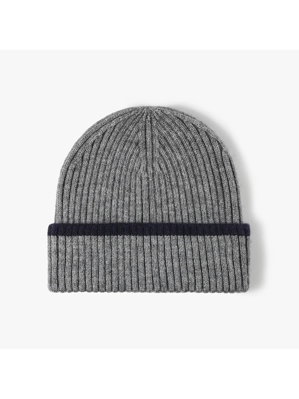 Haila - Contrast Stripe Ribbed Cuffed Knit Beanie