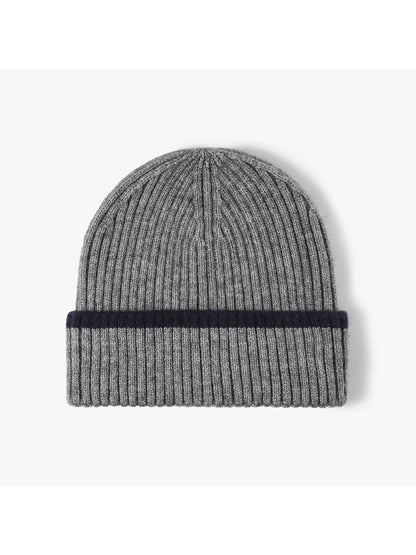 Haila - Contrast Stripe Ribbed Cuffed Knit Beanie