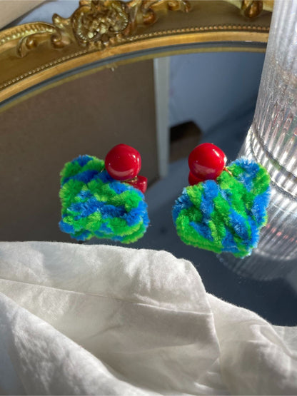 Earwish - Color Pop Pom Drop Earrings