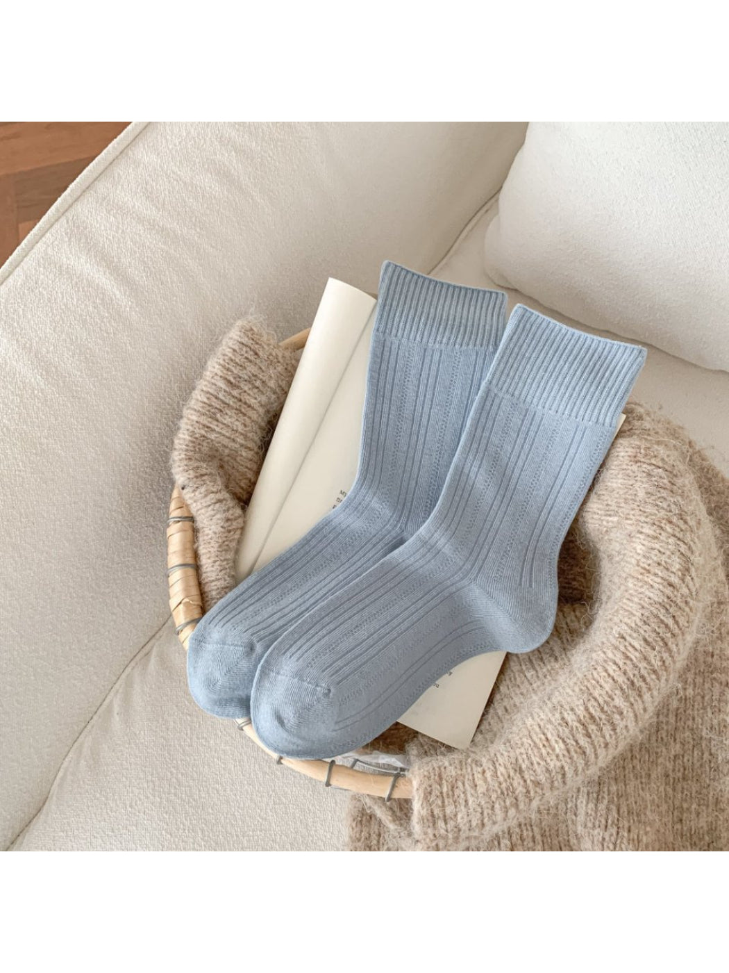 Rufia - Solid Ribbed Everyday Crew Socks