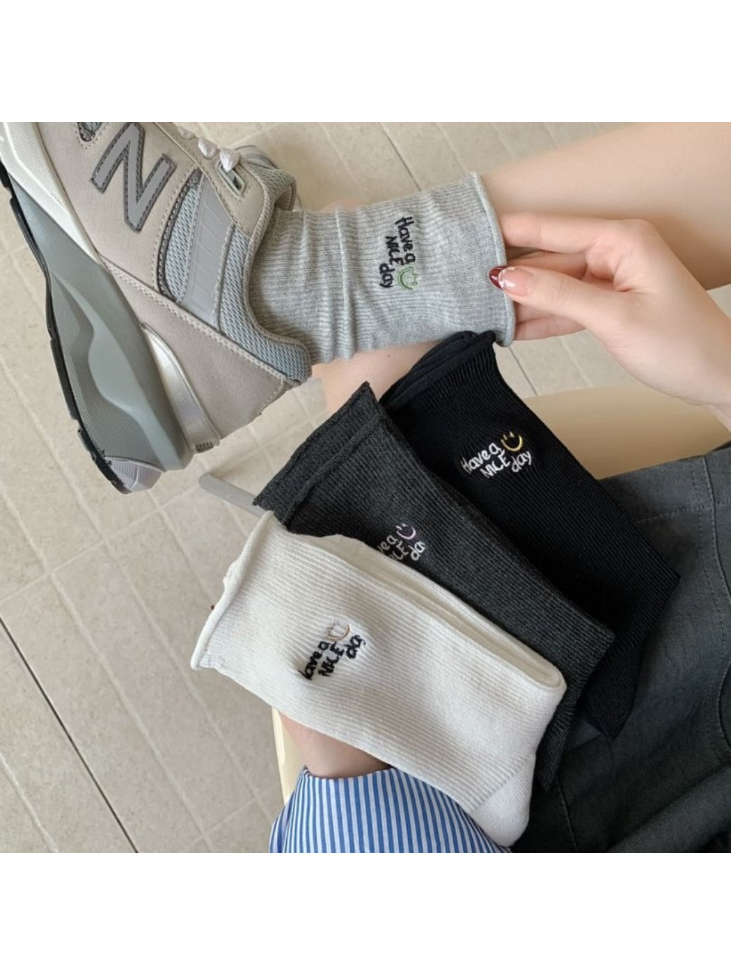 Rufia - Have a Nice Day Ribbed Crew Socks product image 2