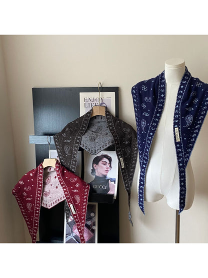 Scarvii - Paisley Border Knit Bandana Scarf