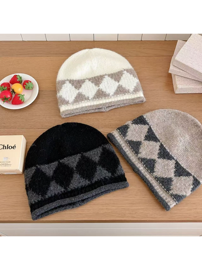 Haila - Argyle Pattern Knit Beanie