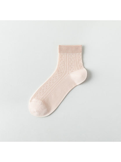 Rufia - Elegant Sheer Mesh Detail Crew Socks