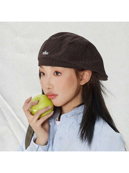 Haila - Embroidered Panel Seam Flat Cap