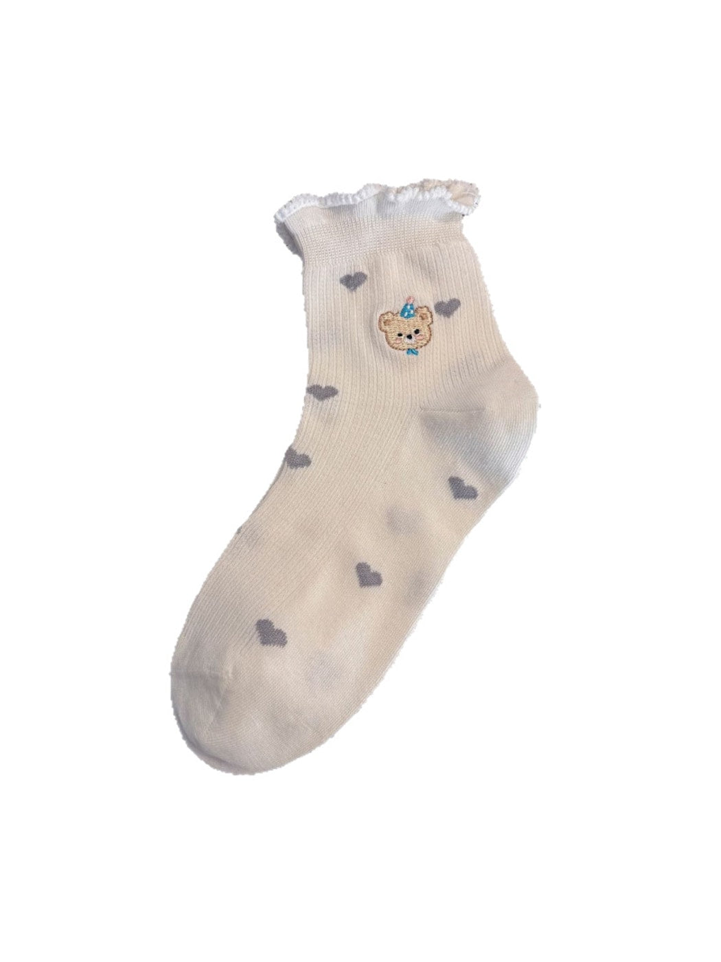 Rufia - Cute Cartoon Dog and Bear Embroidered Crew Socks