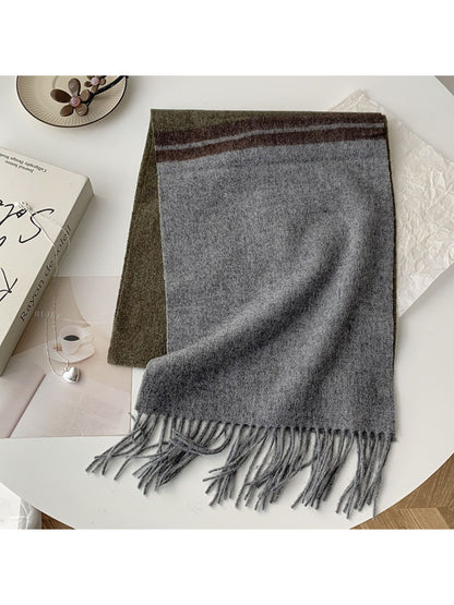Scarvii - Soft Light Checked Fringe Scarf
