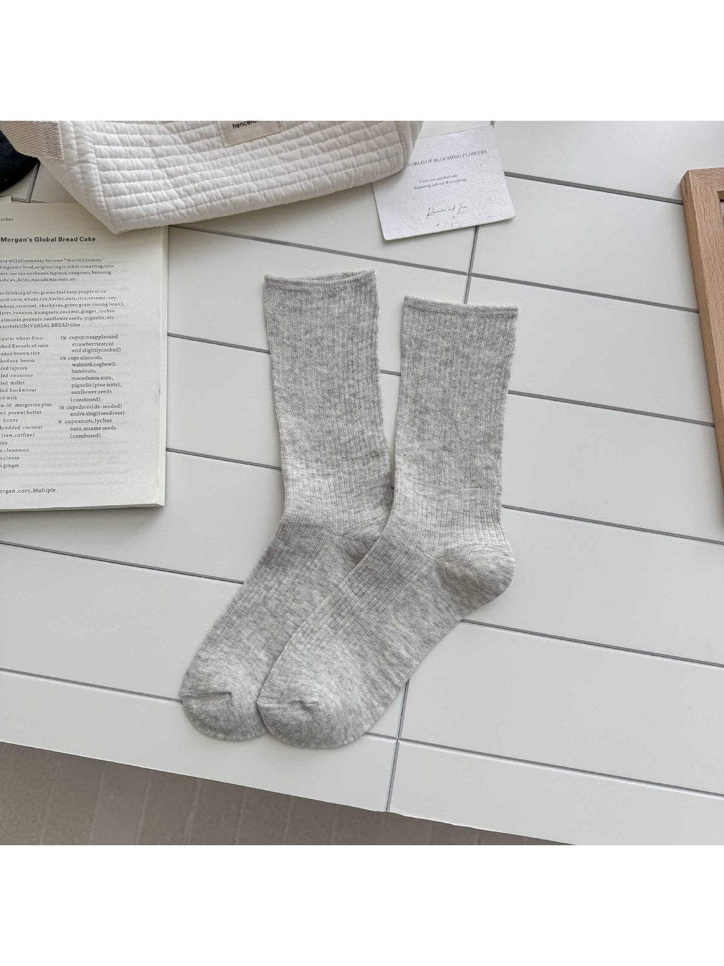 Rufia - Solid Color Crew Socks for Women