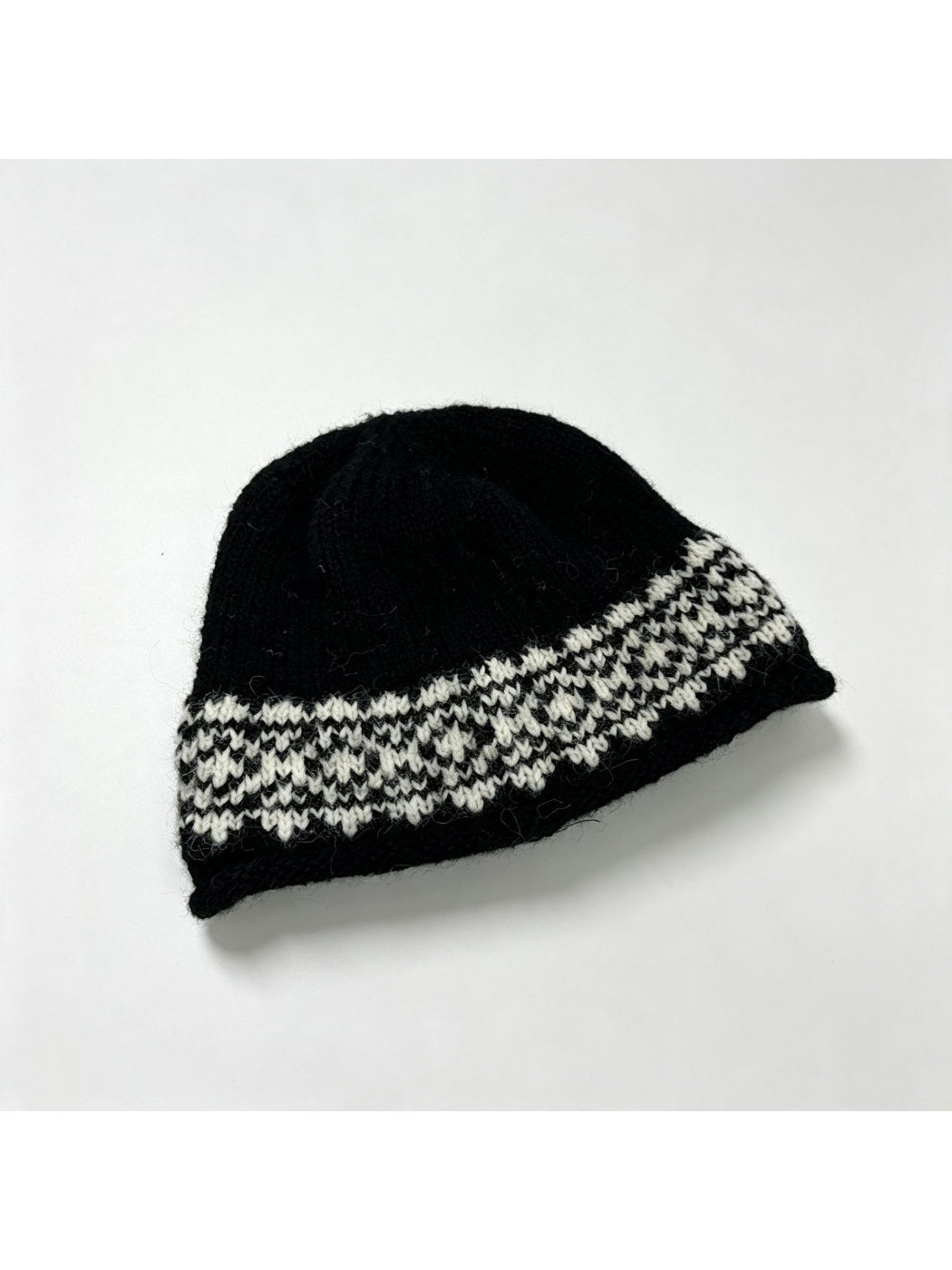 Haila - Fair Isle Border Rolled Brim Knit Beanie