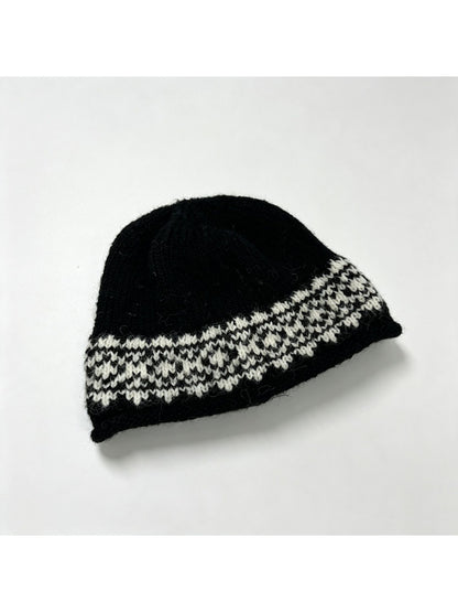 Haila - Fair Isle Border Rolled Brim Knit Beanie