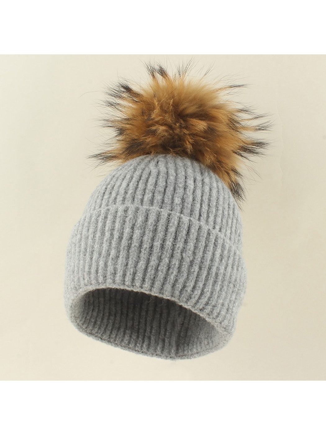 Haila - Brimless Ribbed Pom Pom Winter Knit Beanie