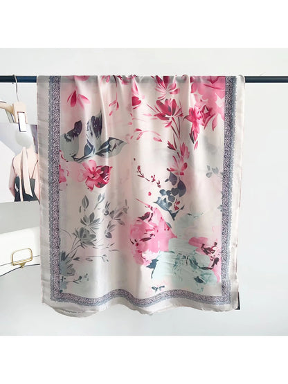 Scarvii Pink Floral Long Scarf Wrap