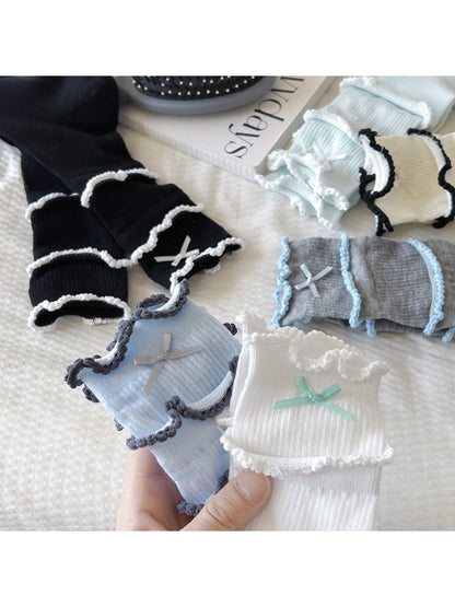 Rufia - Ribbon Ruffle Layer Crew Socks