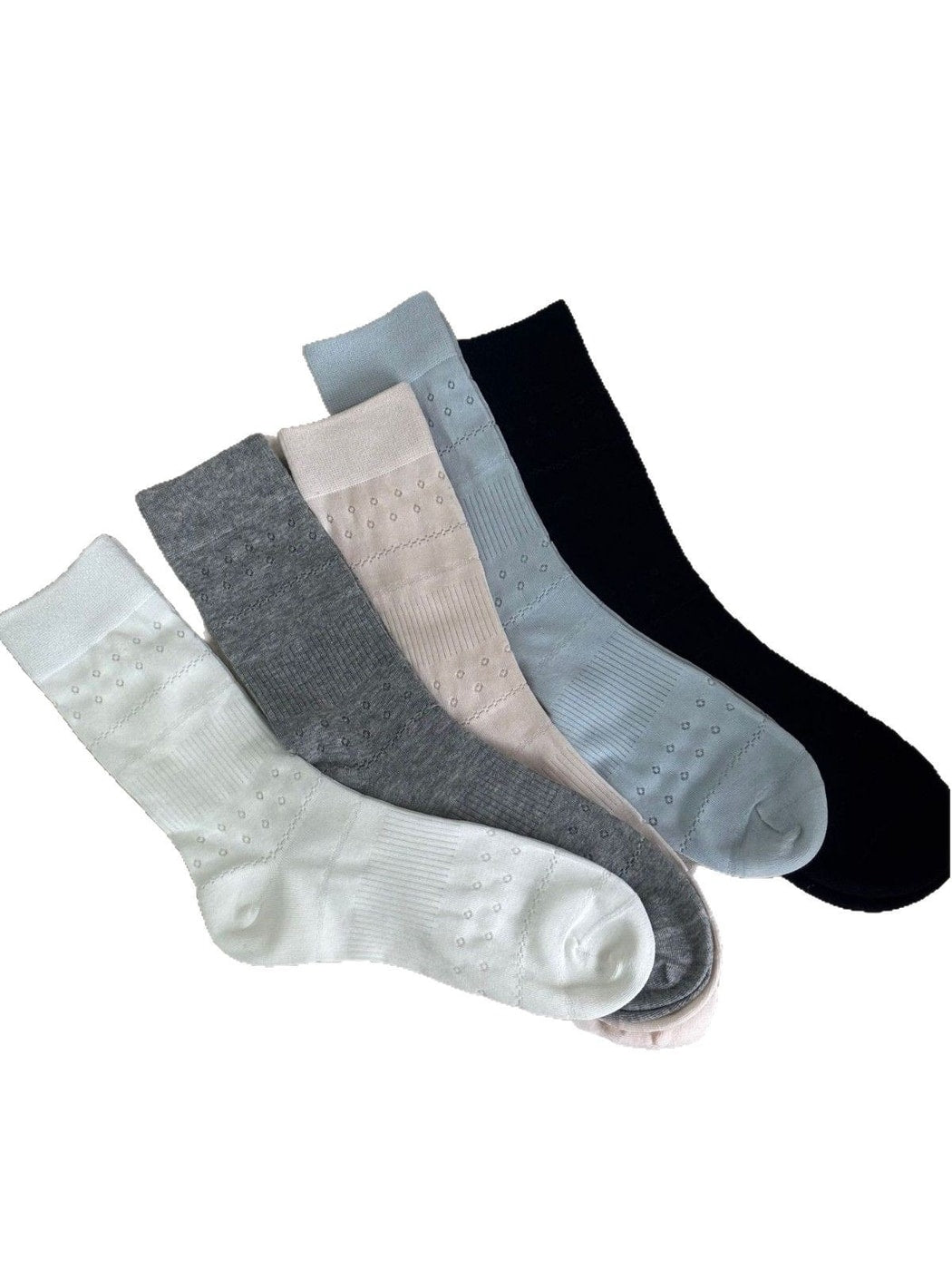 Rufia - Floral and Stripes Embossing Crew Socks
