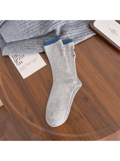Rufia – Color-Block Cat & Fish Embroidery Socks