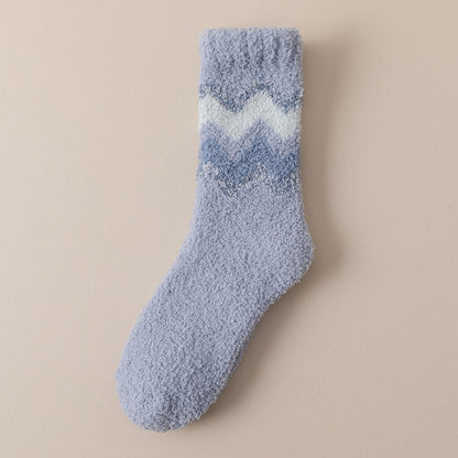 Rufia - Wavy Pattern Coral Fleece Socks