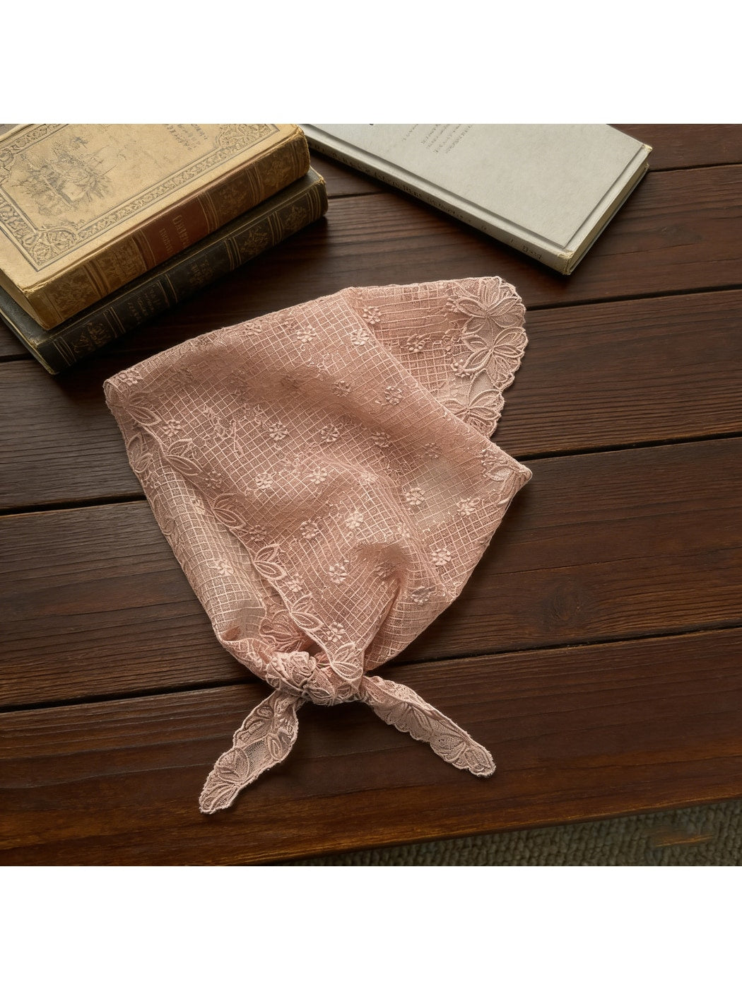 Scarvii - Floral Lace Embroidered Triangle Bandana