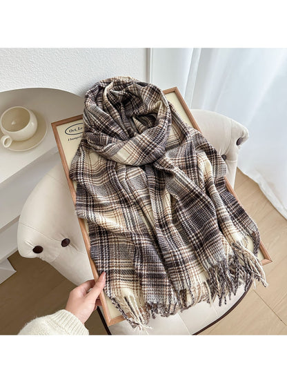Scarvii - Classic Plaid Fringed Winter Scarf