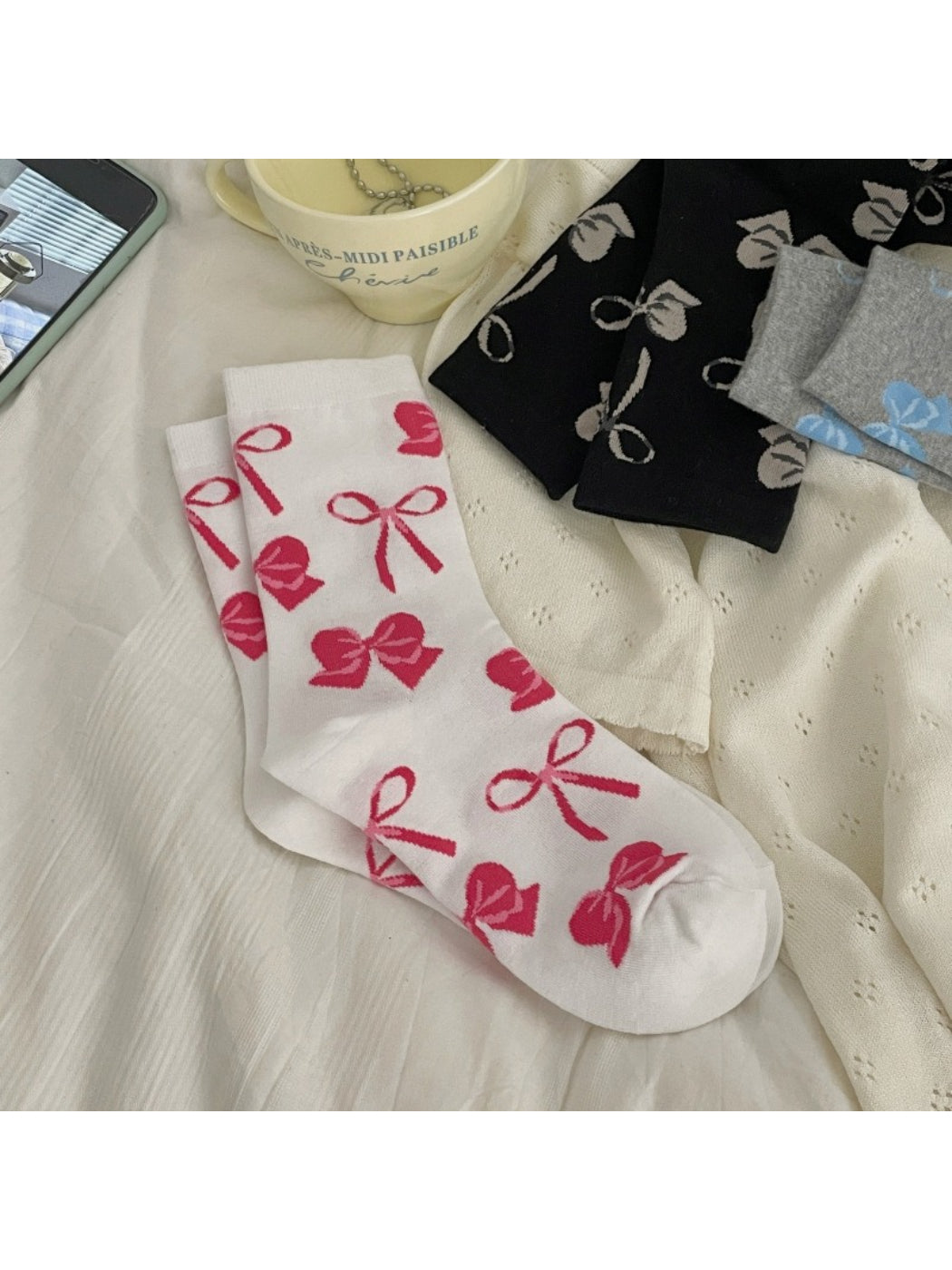 Rufia - Bow Pattern Crew Socks