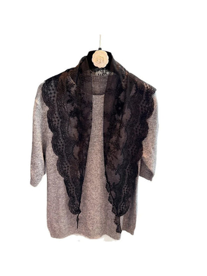Scarvii - Floral Sheer Lace Triangle Scarf