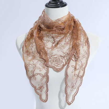 Haila Rose Vine Lace Veil Scarf styled as a shawl over a white dress