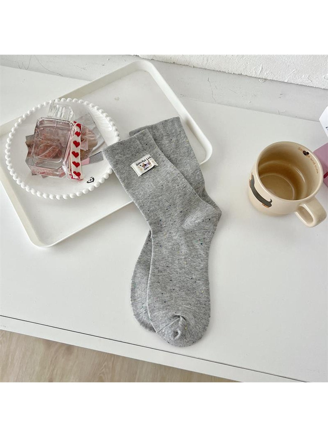 Rufia - Dachshund Detail Speckled Crew Socks